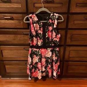 Pink Floral Knee Length Dress
